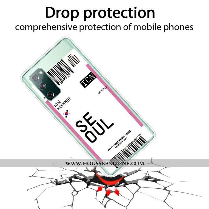 Coque Samsung Galaxy S20 FE Boarding Pass to Seoul