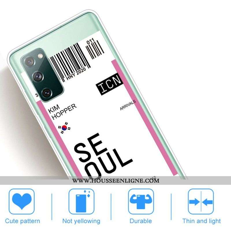 Coque Samsung Galaxy S20 FE Boarding Pass to Seoul