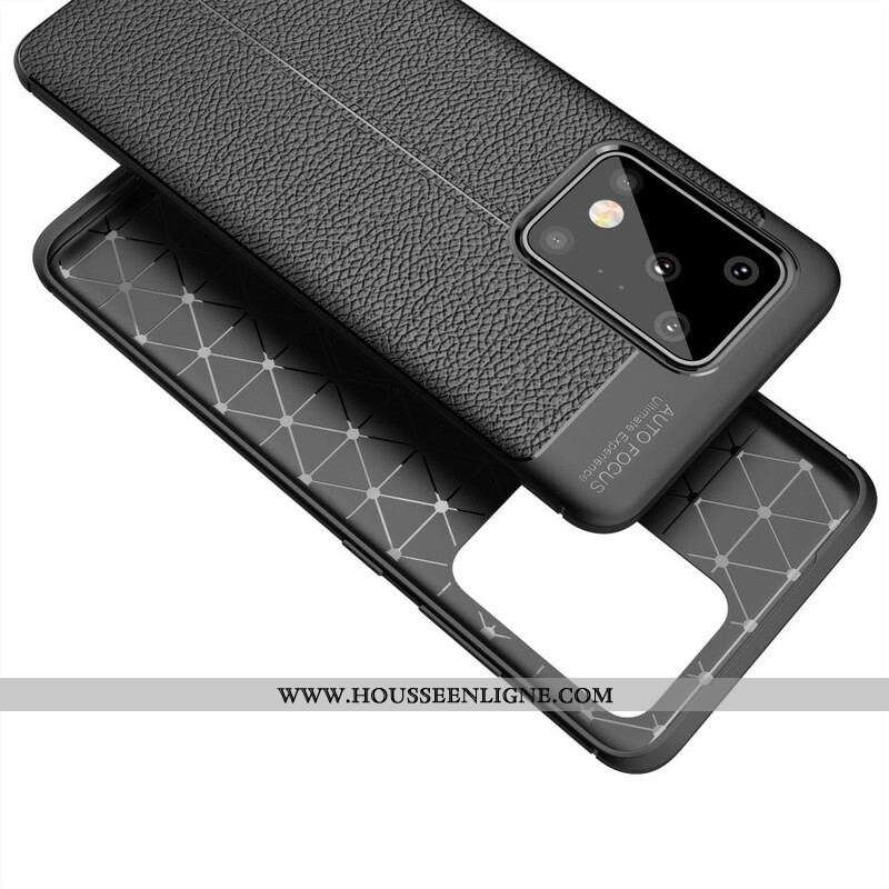 Coque Samsung Galaxy S20 Ultra Effet Cuir Litchi Double Line