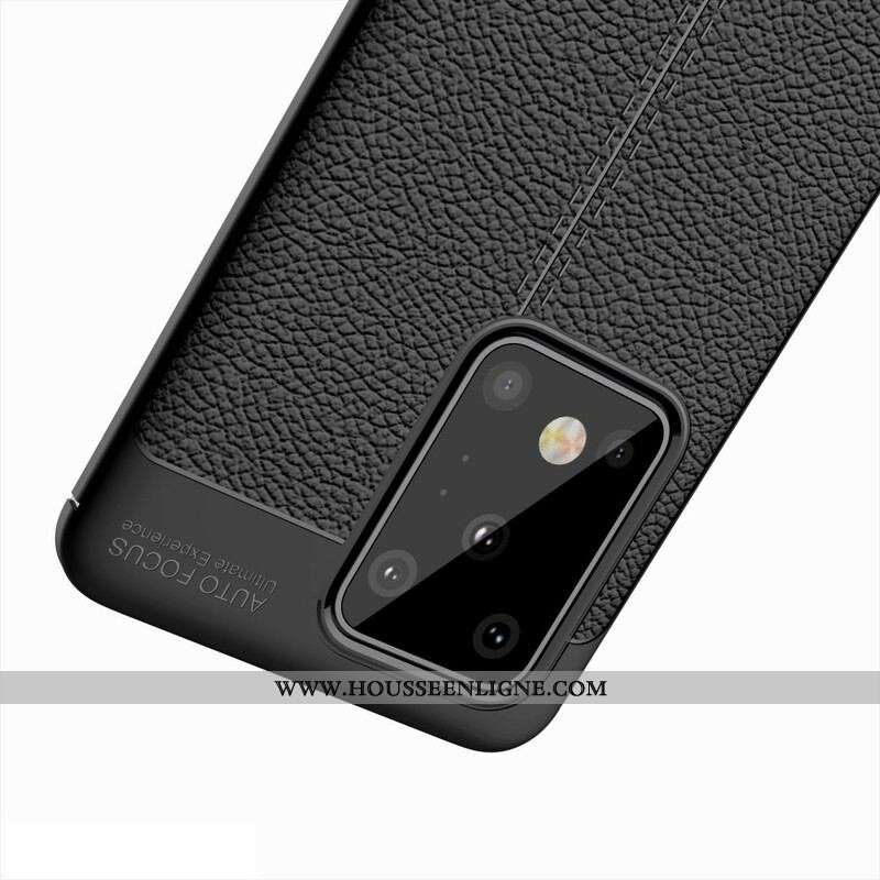 Coque Samsung Galaxy S20 Ultra Effet Cuir Litchi Double Line