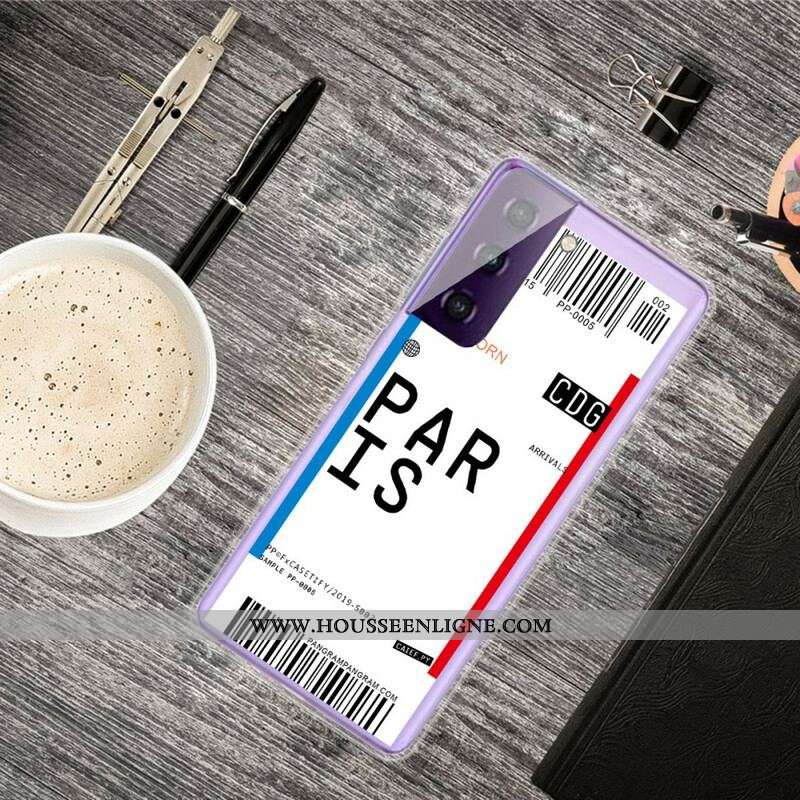 Coque Samsung Galaxy S21 5G Boarding Pass to Paris