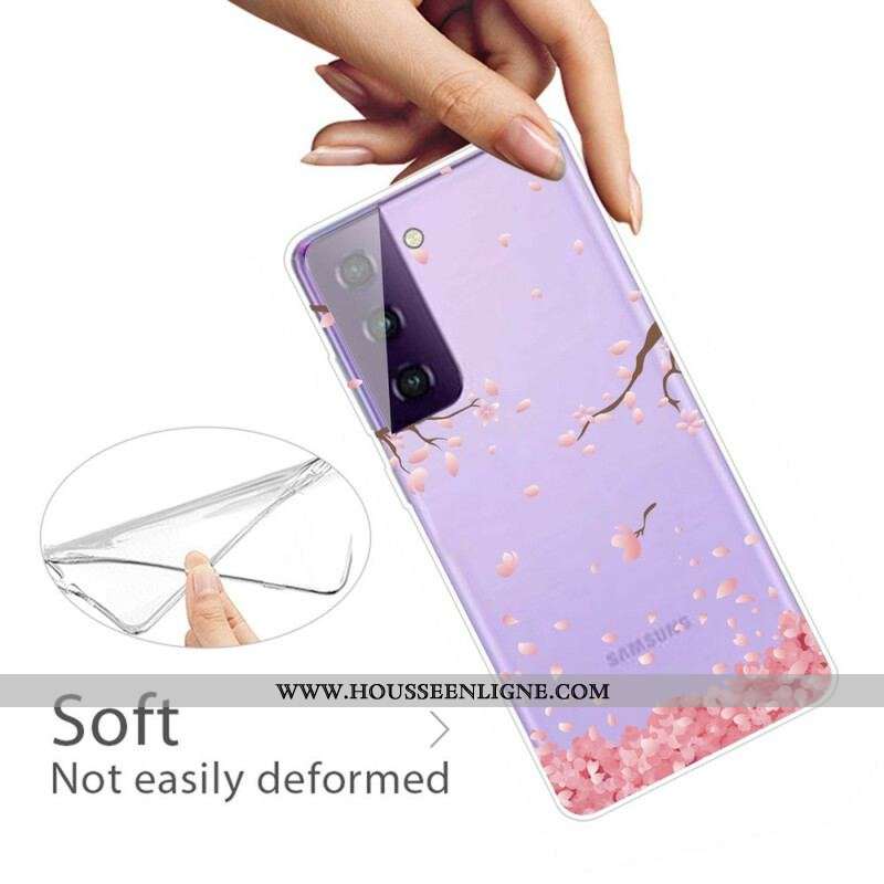 Coque Samsung Galaxy S21 5G Branches à Fleurs