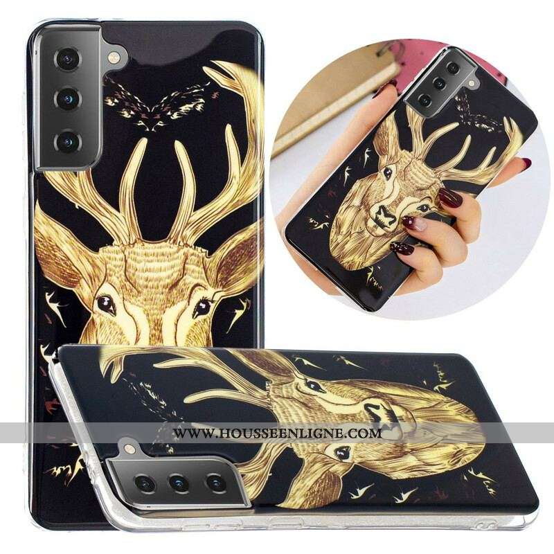 Coque Samsung Galaxy S21 5G Cerf Majestueux Fluorescente