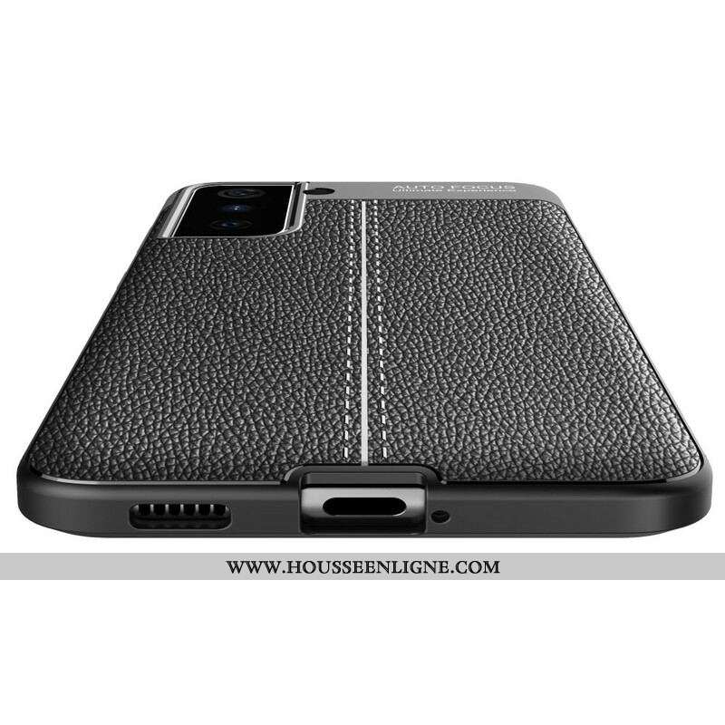 Coque Samsung Galaxy S21 5G Effet Cuir Litchi Double Line