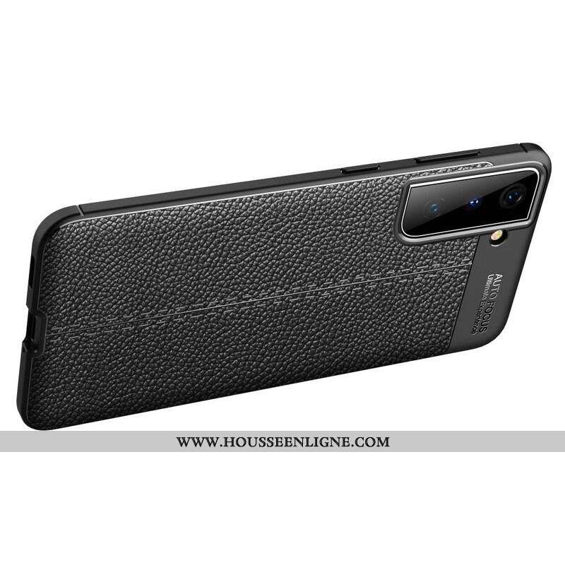 Coque Samsung Galaxy S21 5G Effet Cuir Litchi Double Line