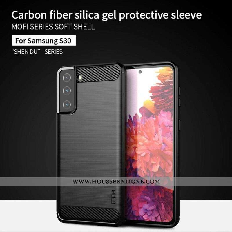 Coque Samsung Galaxy S21 5G Fibre Carbone Brossée MOFI