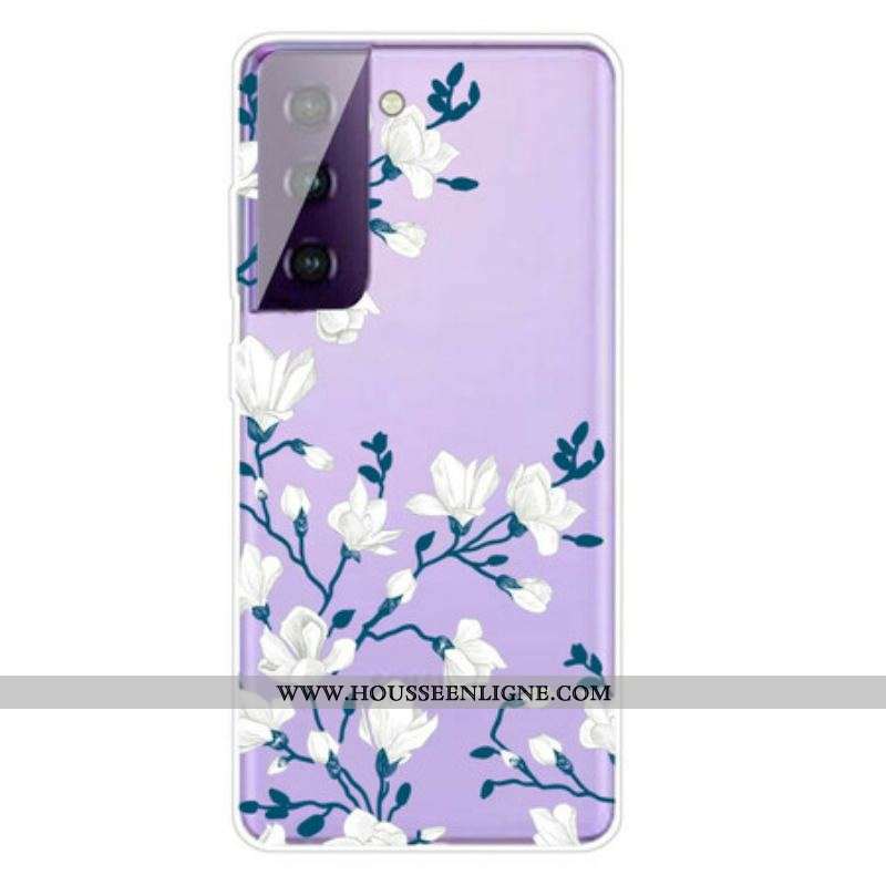 Coque Samsung Galaxy S21 5G Fleurs Blanches