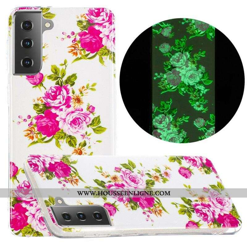 Coque Samsung Galaxy S21 5G Fleurs Liberty Fluorescente