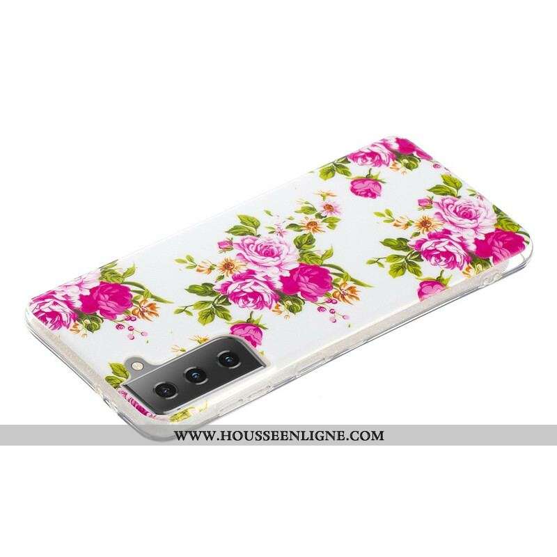 Coque Samsung Galaxy S21 5G Fleurs Liberty Fluorescente