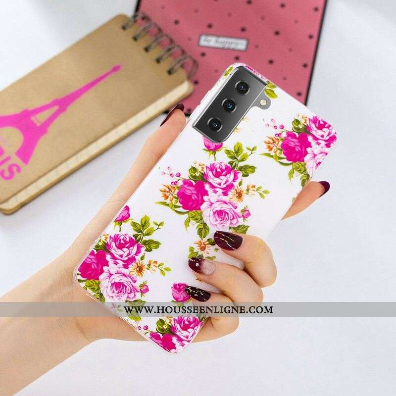 Coque Samsung Galaxy S21 5G Fleurs Liberty Fluorescente