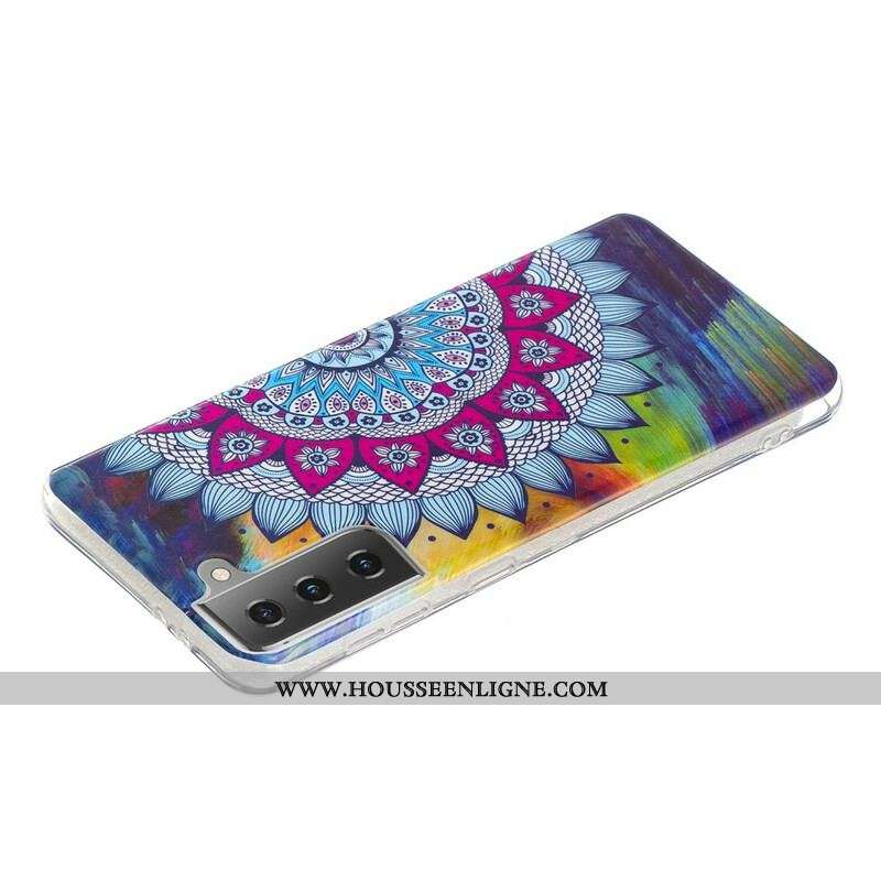 Coque Samsung Galaxy S21 5G Mandala Coloré Fluorescente