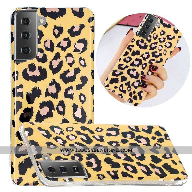 Coque Samsung Galaxy S21 5G Marbre Style Léopard