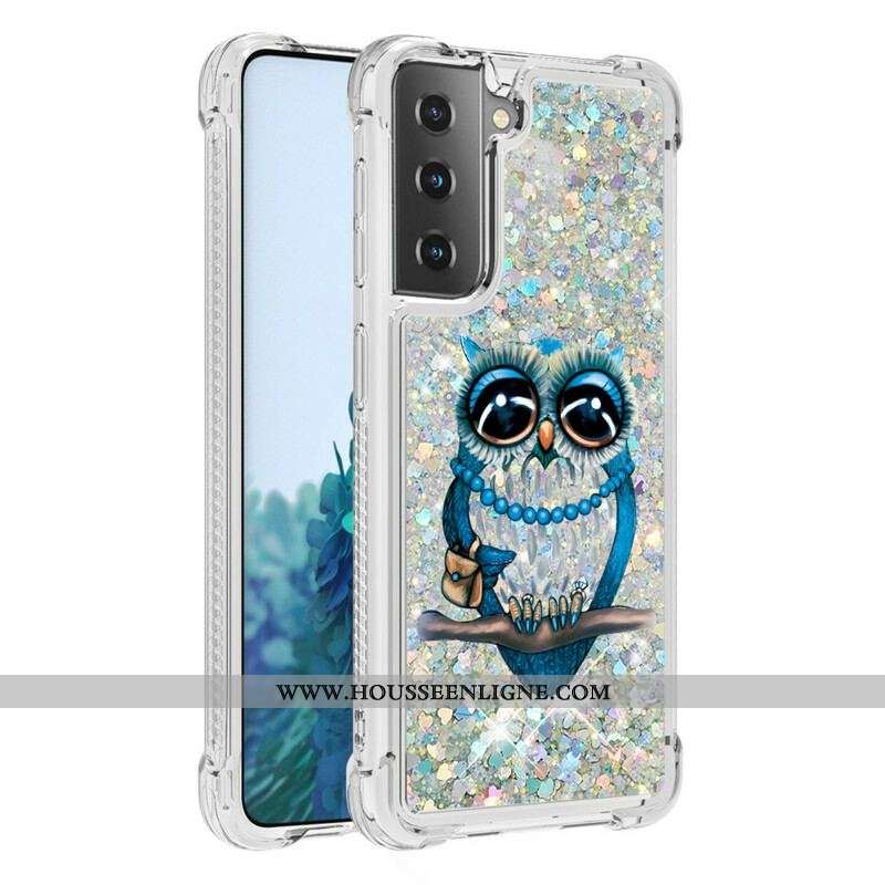 Coque Samsung Galaxy S21 5G Miss Hibou Paillettes