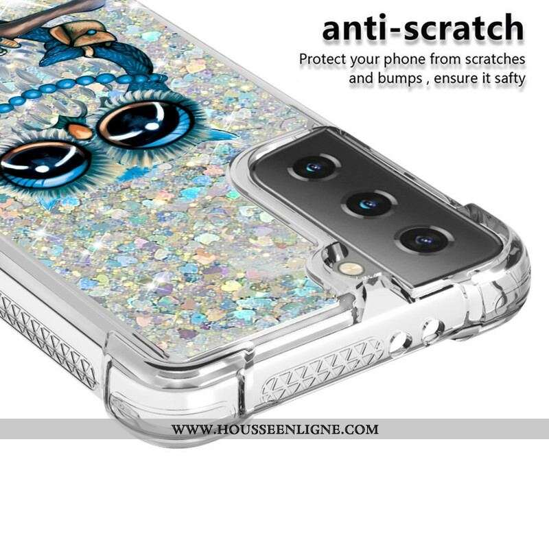 Coque Samsung Galaxy S21 5G Miss Hibou Paillettes