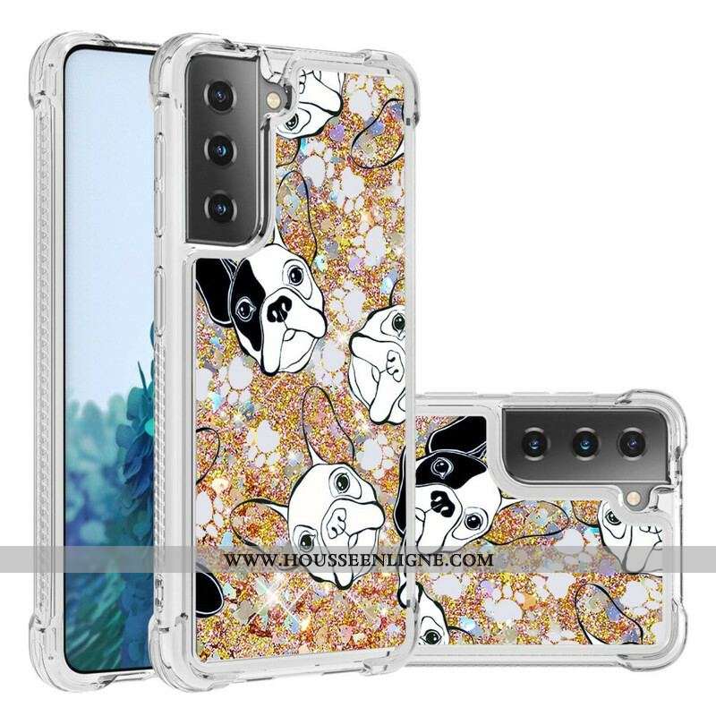 Coque Samsung Galaxy S21 5G Mr Chien Paillettes