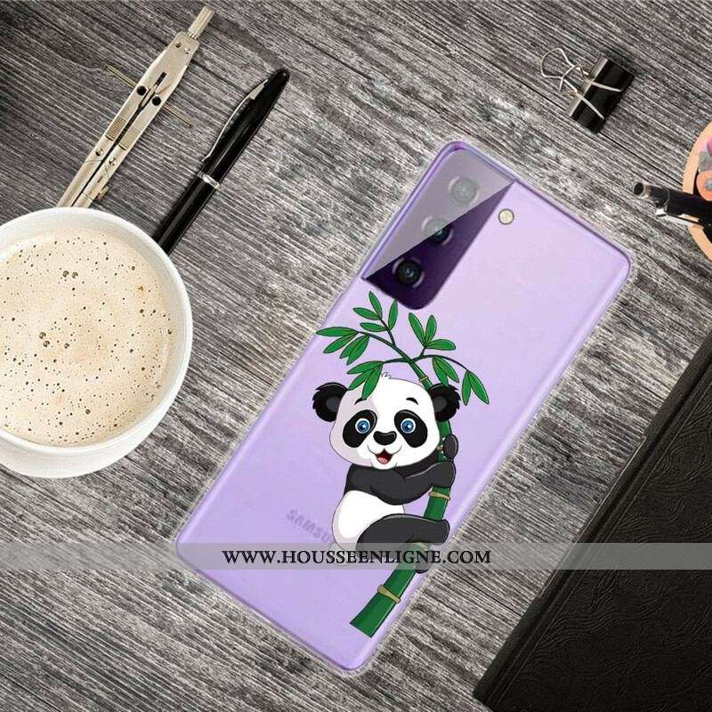 Coque Samsung Galaxy S21 5G Panda Sur Le Bambou