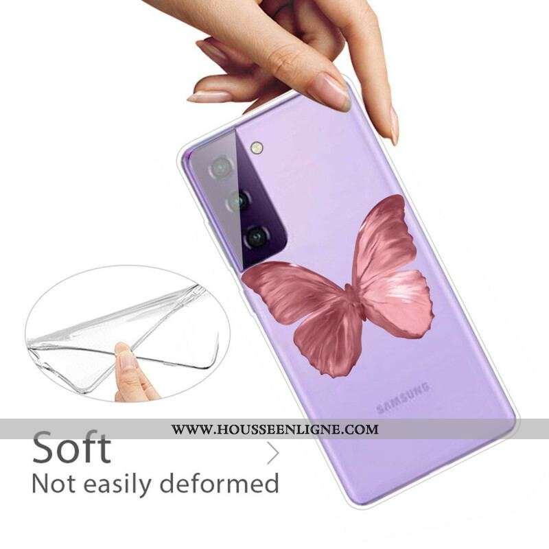 Coque Samsung Galaxy S21 5G Papillons Sauvages