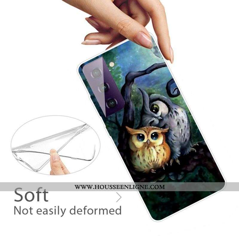 Coque Samsung Galaxy S21 5G Peinture Hiboux