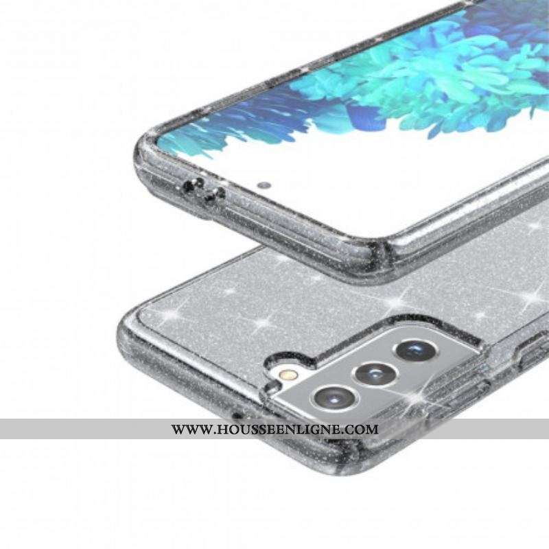 Coque Samsung Galaxy S21 5G Transparente Paillettes