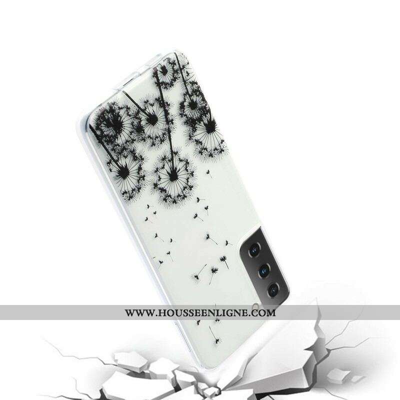 Coque Samsung Galaxy S21 5G Transparente Pissenlits Noirs