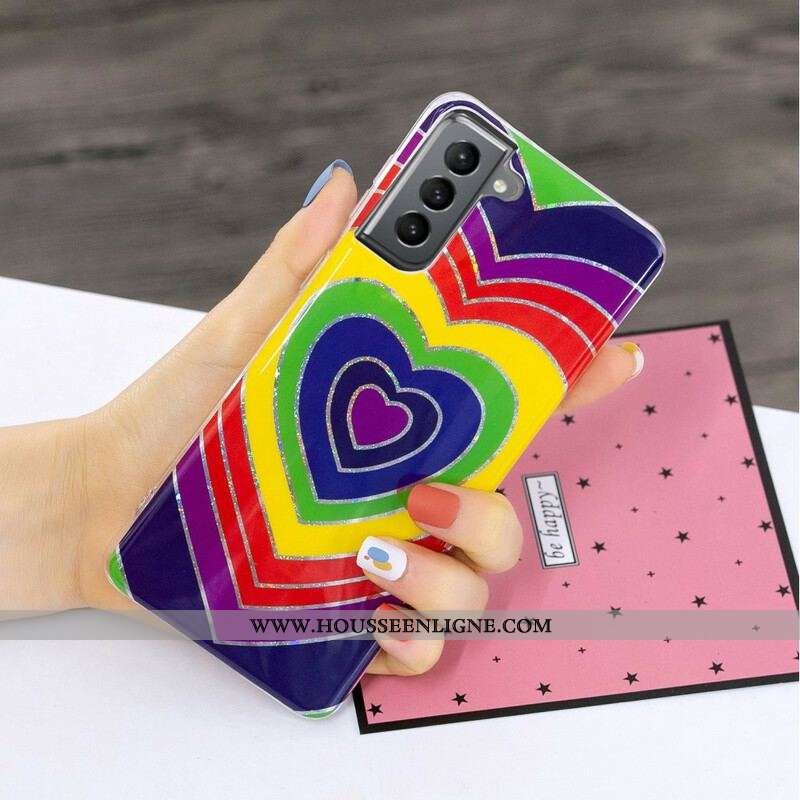 Coque Samsung Galaxy S21 FE Coeur Psychédélique