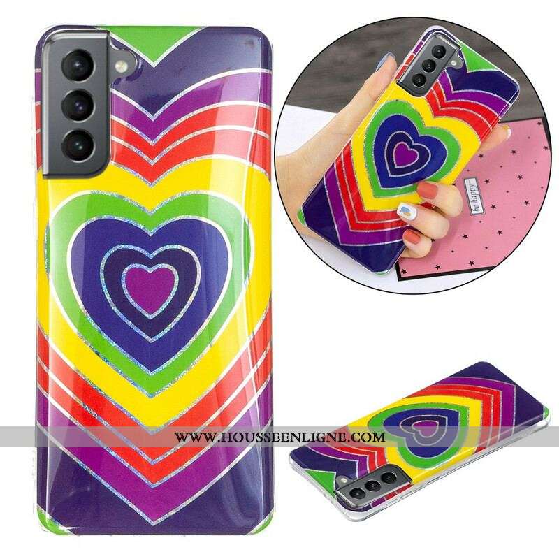 Coque Samsung Galaxy S21 FE Coeur Psychédélique