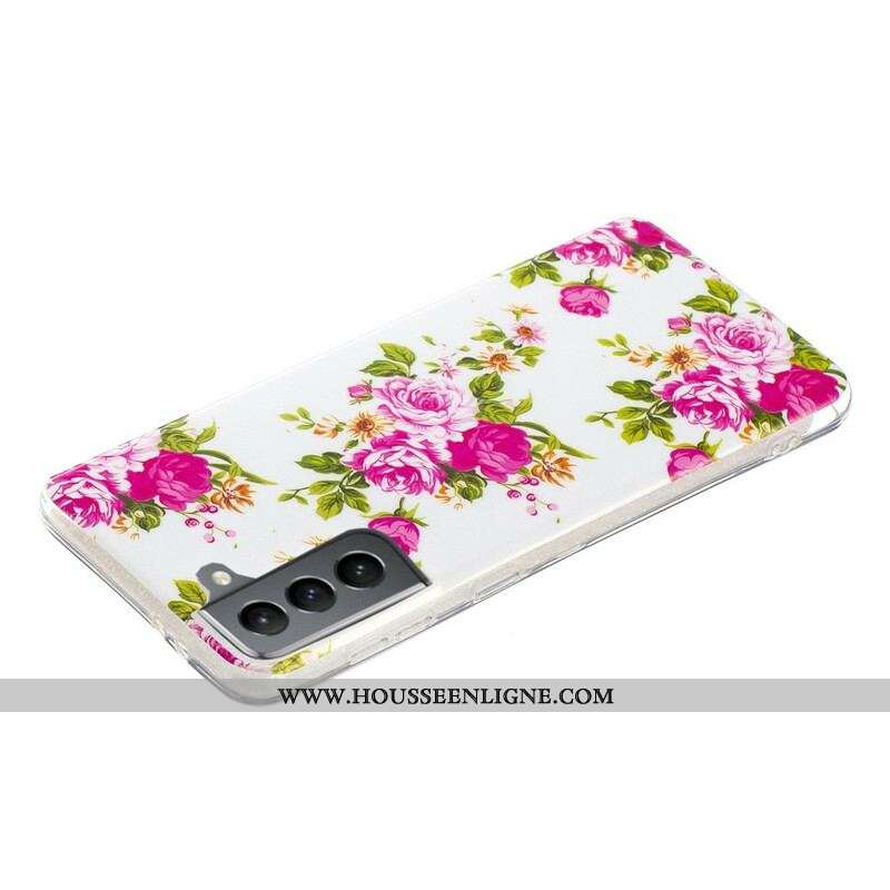 Coque Samsung Galaxy S21 FE Fleurs Liberty Fluorescente