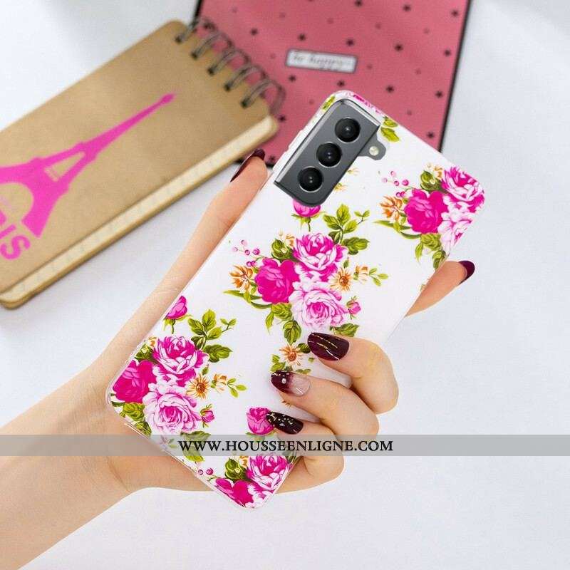 Coque Samsung Galaxy S21 FE Fleurs Liberty Fluorescente