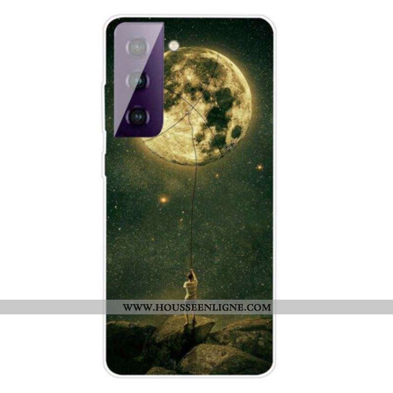 Coque Samsung Galaxy S21 FE Flexible Homme à la Lune