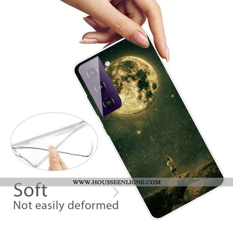 Coque Samsung Galaxy S21 FE Flexible Homme à la Lune