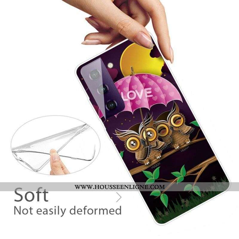 Coque Samsung Galaxy S21 FE Flexible Love Hiboux