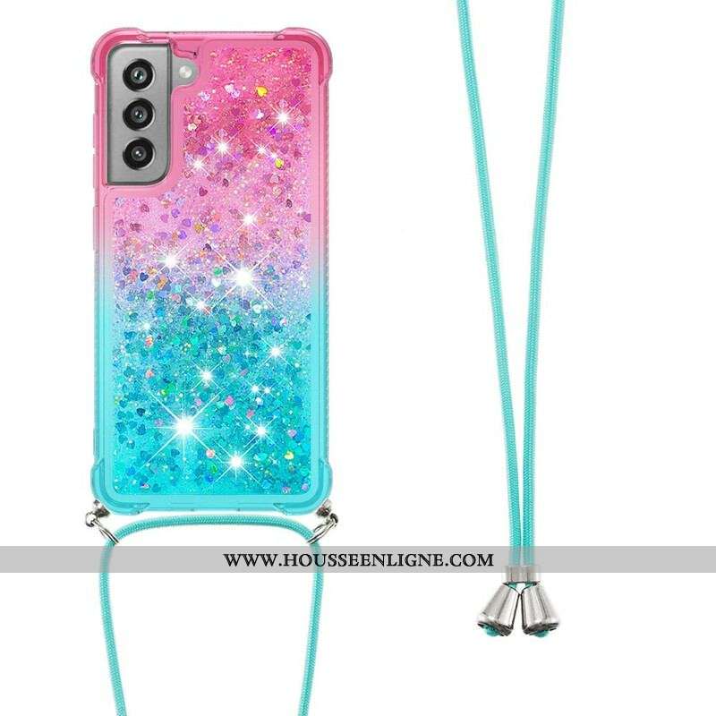 Coque Samsung Galaxy S21 FE Silicone Paillettes et Cordon