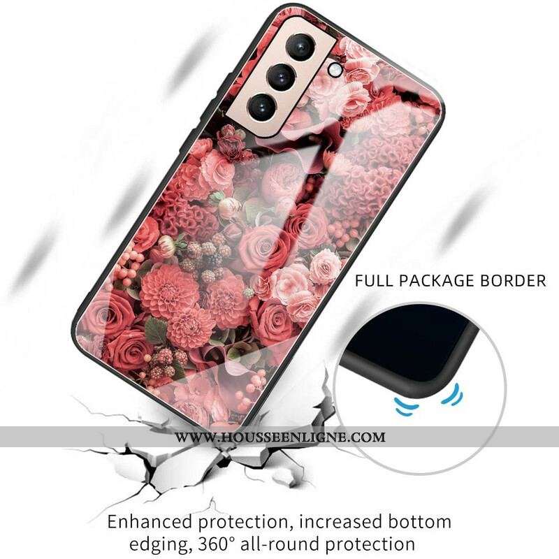 Coque Samsung Galaxy S21 FE Verre trempé Fleurs Roses