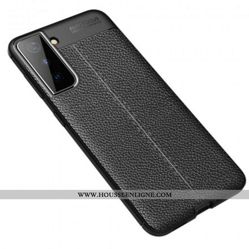 Coque Samsung Galaxy S21 Plus 5G Effet Cuir Litchi Double Line