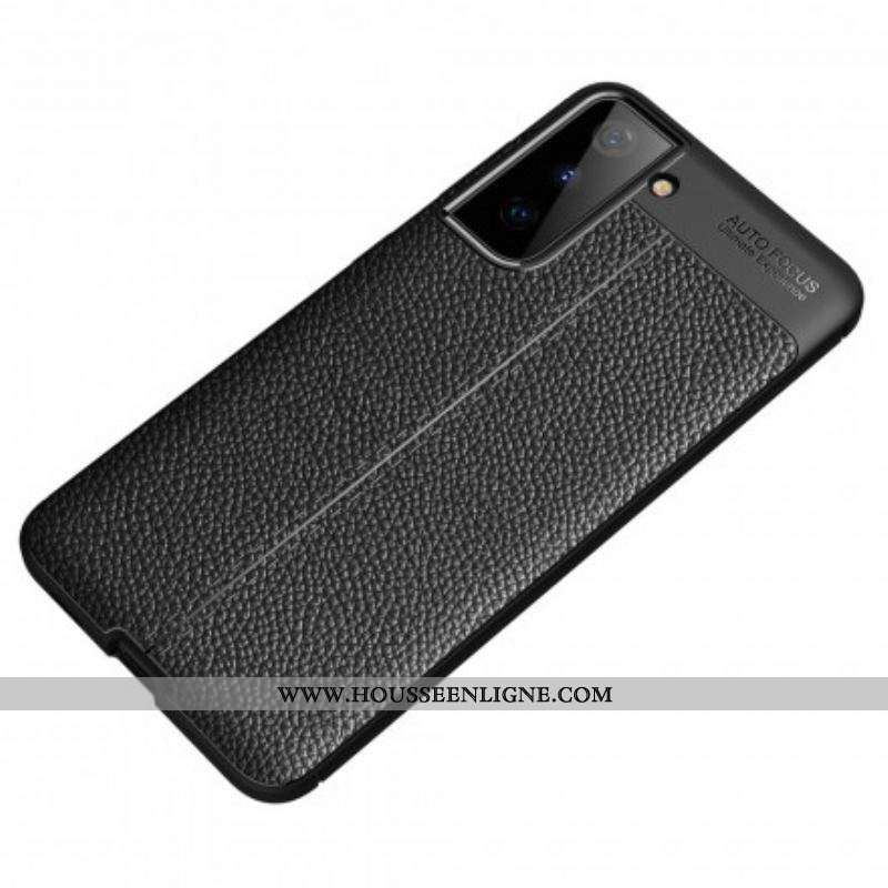 Coque Samsung Galaxy S21 Plus 5G Effet Cuir Litchi Double Line