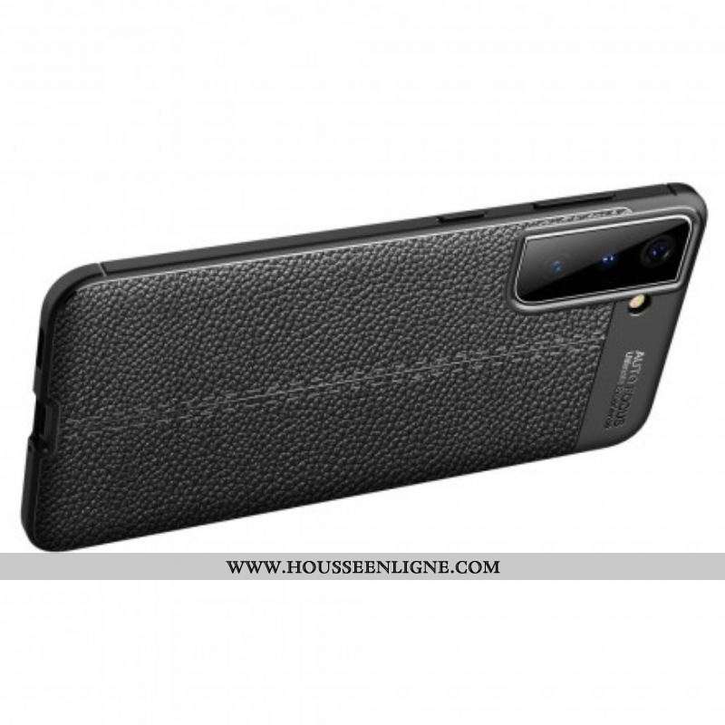 Coque Samsung Galaxy S21 Plus 5G Effet Cuir Litchi Double Line