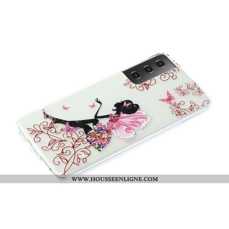 Coque Samsung Galaxy S21 Plus 5G Transparente Fée Fleurie