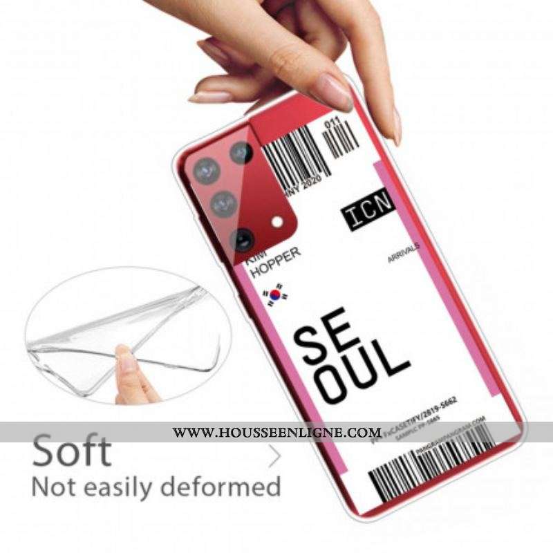 Coque Samsung Galaxy S21 Ultra 5G Boarding Pass to Seoul