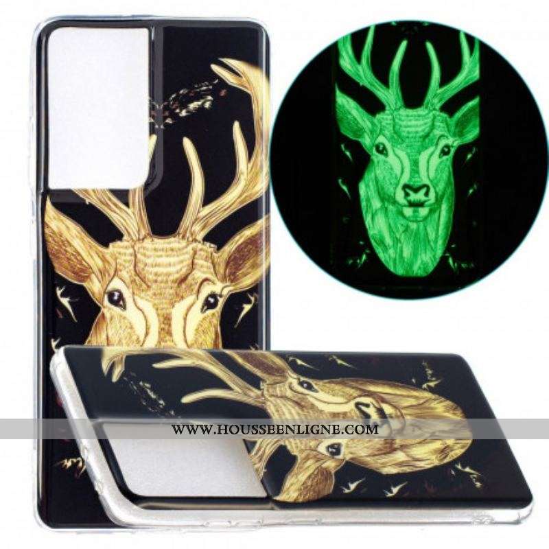 Coque Samsung Galaxy S21 Ultra 5G Cerf Majestueux Fluorescente