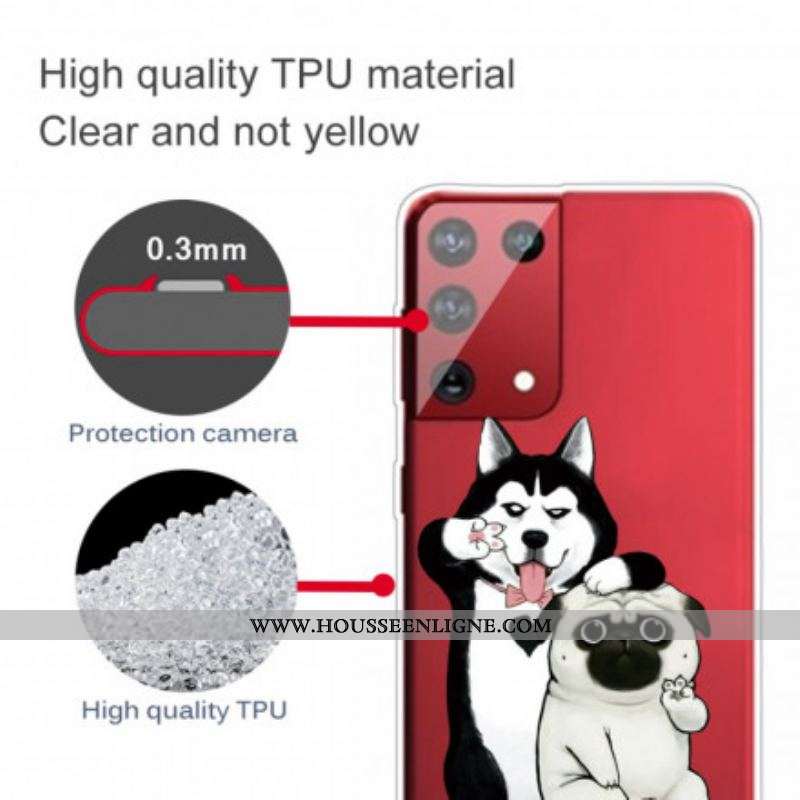 Coque Samsung Galaxy S21 Ultra 5G Drôles de Chiens