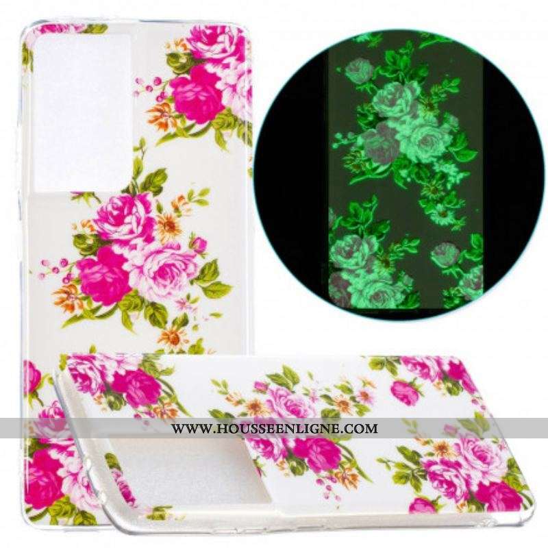 Coque Samsung Galaxy S21 Ultra 5G Fleurs Liberty Fluorescente