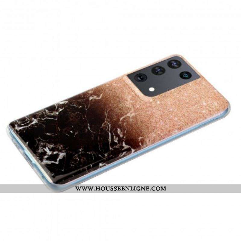 Coque Samsung Galaxy S21 Ultra 5G Marbre Paillettes Dégradés