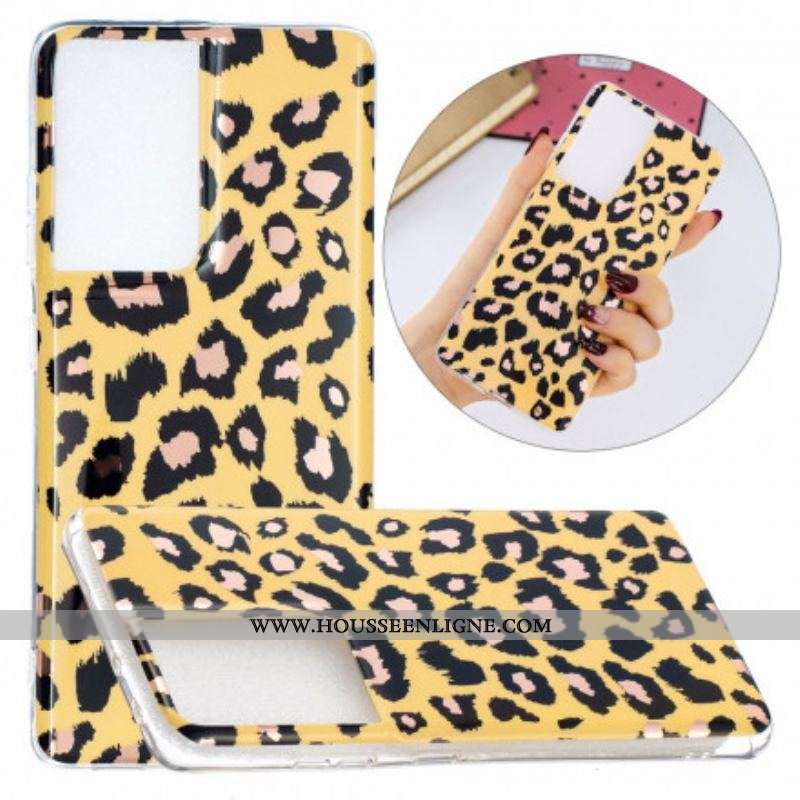 Coque Samsung Galaxy S21 Ultra 5G Marbre Style Léopard