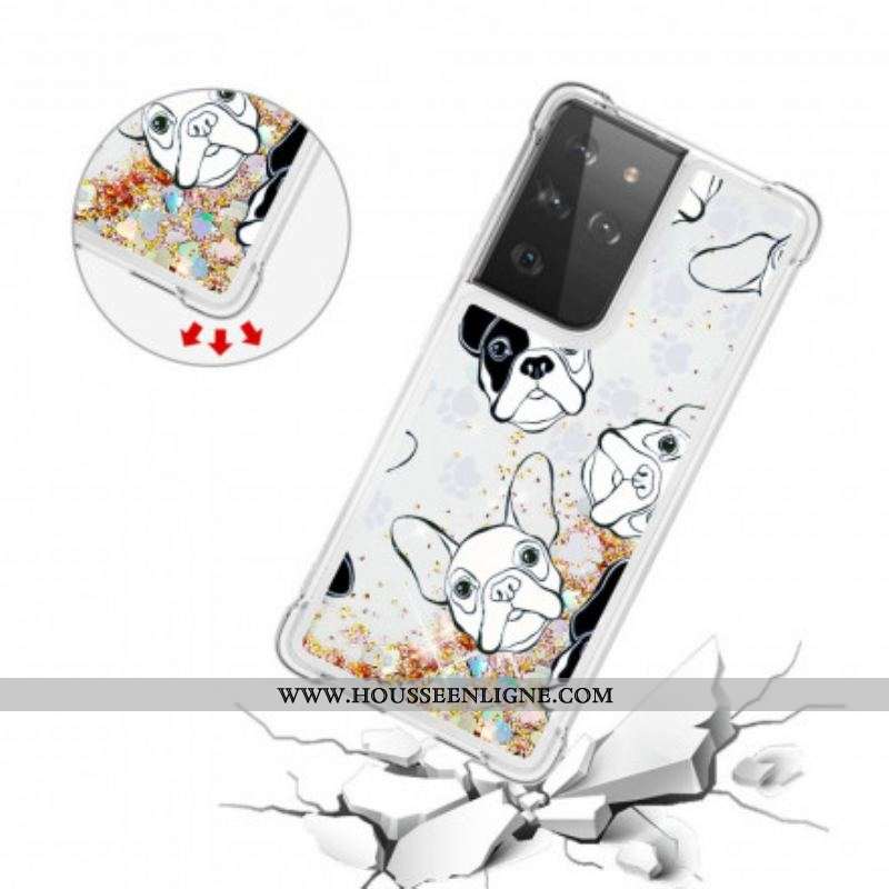 Coque Samsung Galaxy S21 Ultra 5G Mr Chien Paillettes