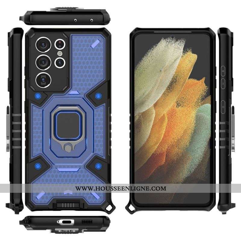 Coque Samsung Galaxy S21 Ultra 5G Nid d'Abeille avec Anneau