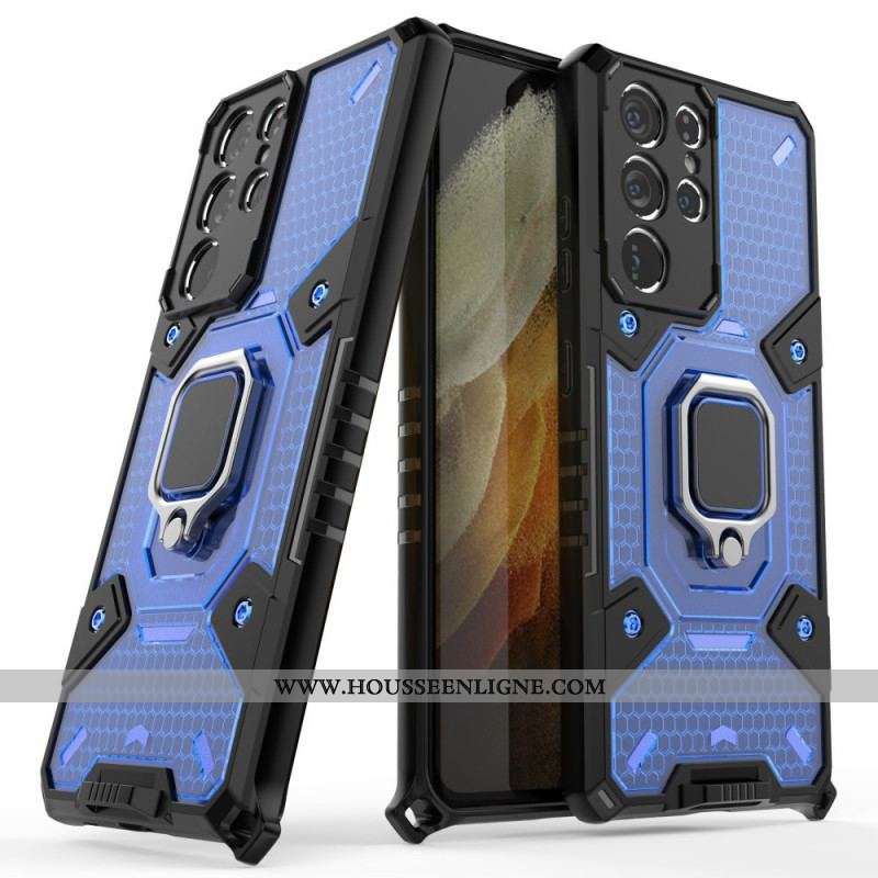 Coque Samsung Galaxy S21 Ultra 5G Nid d'Abeille avec Anneau