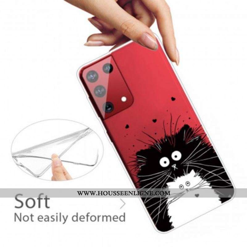 Coque Samsung Galaxy S21 Ultra 5G Regarde les Chats