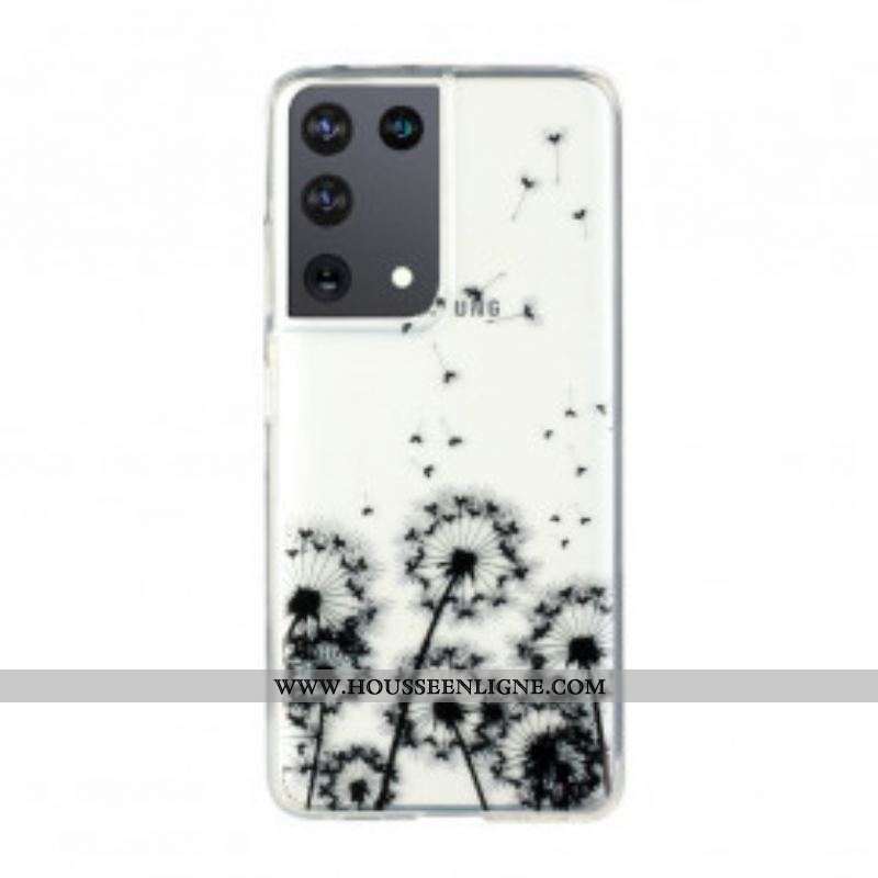 Coque Samsung Galaxy S21 Ultra 5G Transparente Pissenlits Noirs