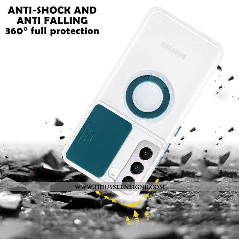 Coque Samsung Galaxy S22 5G Anneau-Support et Protège-Lentilles