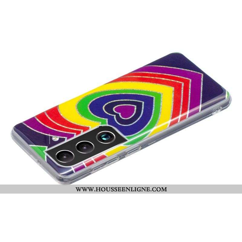 Coque Samsung Galaxy S22 5G Coeur Psychédélique